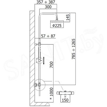 Душевая стойка Paffoni Mini Birillo ZCOL638LIQBO термостатическая