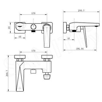Смеситель для ванны Boheme Venturo 383 золото