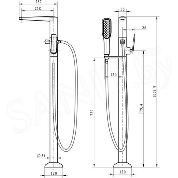 Смеситель для ванны Boheme Venturo 379 хром напольный