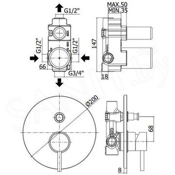 Смеситель встраиваемый Paffoni Light LIG015BO