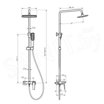 Душевая стойка Boheme Venturo 388 золото