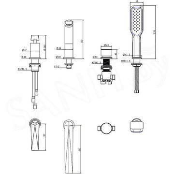 Смеситель на борт ванны Boheme Venturo 370 хром