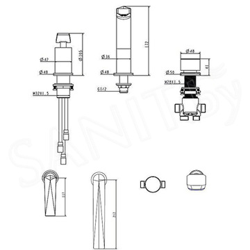 Смеситель на борт ванны Boheme Venturo 370-SGM Shine Gun Metall