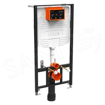 Комплект инсталляции Vitra Uno c кнопкой Uno и подвесным унитазом Vitra S10 Spinflush