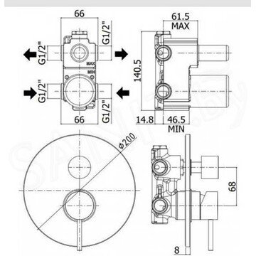 Смеситель встраиваемый Paffoni Light LIG018HGSP (2 функции)