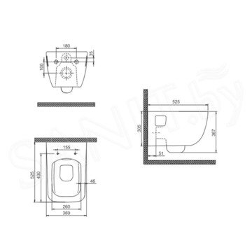Подвесной унитаз CeraStyle Aqua HC00706PN00 безободковый