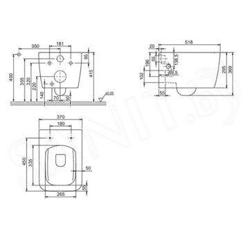 Подвесной унитаз CeraStyle Hera HC01706PH00 безободковый с функцией биде