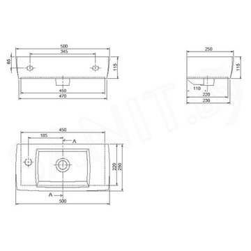 Умывальник CeraStyle City TB002F22L00 / TB002F22R00