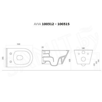 Подвесной унитаз Boheme Avva 972-W+976-W / 972-MW+976-MW