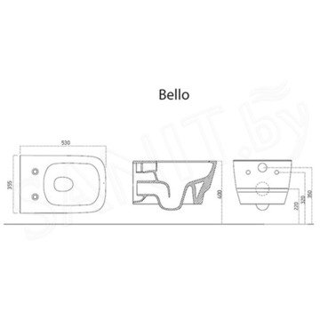 Подвесной унитаз Boheme Bello 971-2-W+975-W / 971-2-MW+975-MW с функцией биде