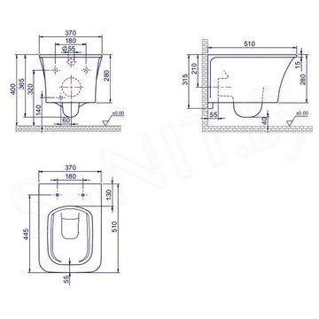 Подвесной унитаз CeraStyle Ibiza HC00106PN00 безободковый