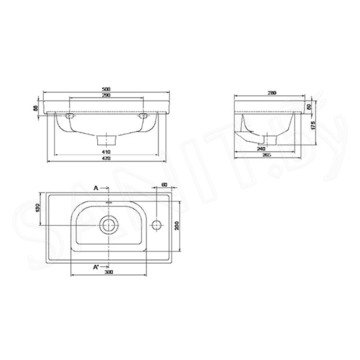 Умывальник CeraStyle Frame VB015F32L00 / VB015F32R00