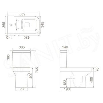 Напольный унитаз CeraStyle Noura WC00403SH00+CS004010100+IM018010201200 с функцией биде пристенный