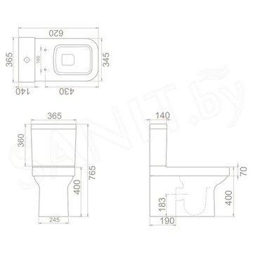 Напольный унитаз CeraStyle Noura WC00417SH00+CS004010100+IM018010201200 с функцией биде