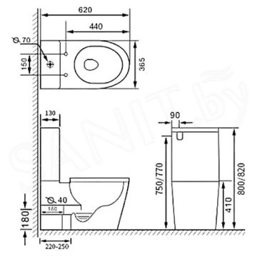 Напольный унитаз SantiLine SL-5014SM-BD