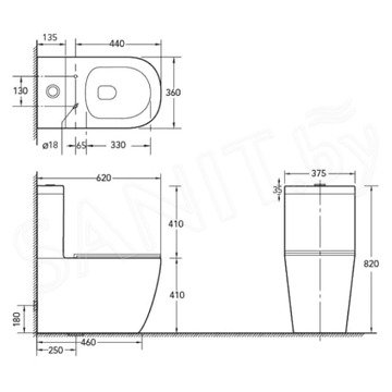 Напольный унитаз SantiLine SL-5016MB