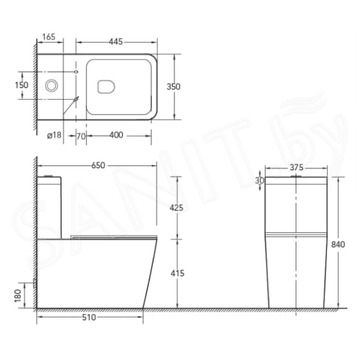 Напольный унитаз SantiLine SL-5017MB