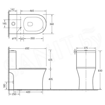 Напольный унитаз SantiLine SL-5010 (выход в пол)