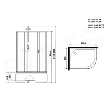 Душевая кабина Niagara Classic NG-2310-14BKTG