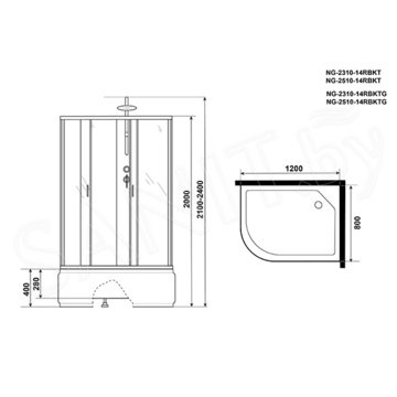 Душевая кабина Niagara Classic NG-2510-14BKTG