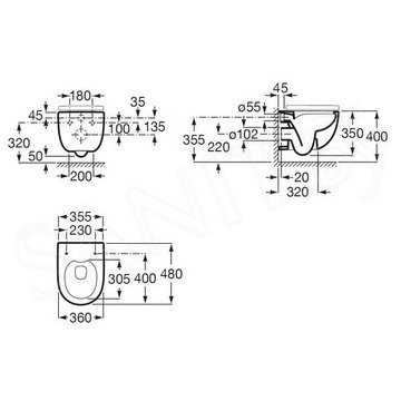 Подвесной унитаз Roca Meridian-N Rimless укороченный с сиденьем Slim Soft Close