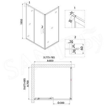 Душевая дверь Niagara Nova NG-62-8A / NG-62-9A / NG-62-10A / NG-62-11A / NG-62-12A / NG-62-13A