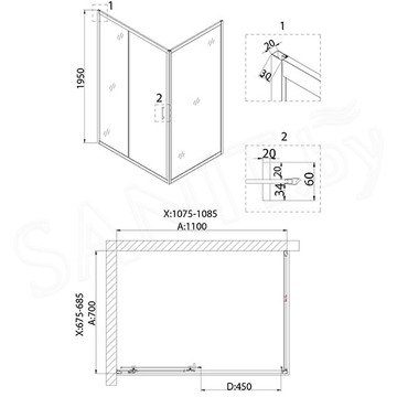 Душевой уголок Niagara Nova NG-82-11AB-A70B / NG-82-11AB-A80B / NG-82-11AB-A90B / NG-82-11AB-A100B