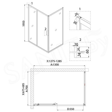 Душевой уголок Niagara Nova NG-82-13AB-A70B / NG-82-13AB-A80B / NG-82-13AB-A90B / NG-82-13AB-A100B