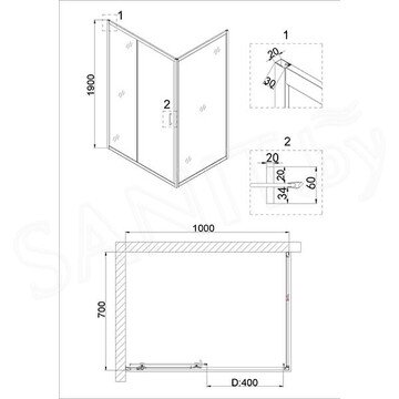 Душевой уголок Niagara Nova NG-42-10AG-A70G / NG-42-10AG-A80G / NG-42-10AG-A90G / NG-42-10AG-A100G / NG-42-10AG-A110G