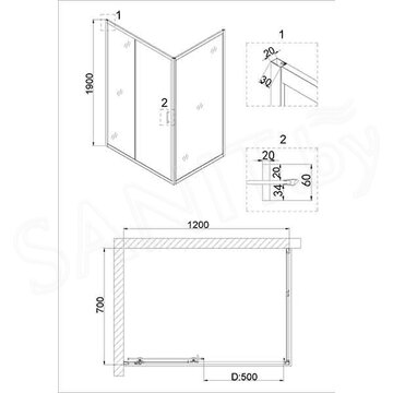 Душевой уголок Niagara Nova NG-42-12AG-A70G / NG-42-12AG-A80G / NG-42-12AG-A90G / NG-42-12AG-A100G / NG-42-12AG-A110G