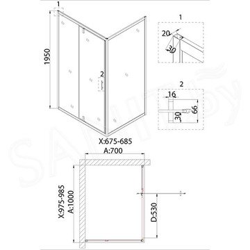 Душевой уголок Niagara Nova NG-63-10A-A70 / NG-63-10A-A80 / NG-63-10A-A90 / NG-63-10A-A100