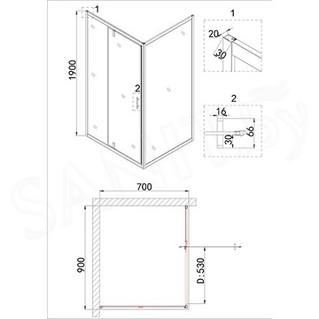 Душевой уголок Niagara Nova NG-43-9AG-A70G / NG-43-9AG-A80G / NG-43-9AG-A90G / NG-43-9AG-A100G / NG-43-9AG-A110G