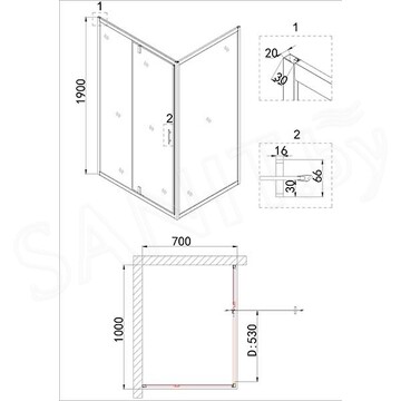 Душевой уголок Niagara Nova NG-43-10AG-A70G / NG-43-10AG-A80G / NG-43-10AG-A90G / NG-43-10AG-A100G / NG-43-10AG-A110G