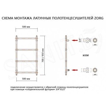 Полотенцесушитель ZorG Ретро Шар Винтаж нижнее подключение