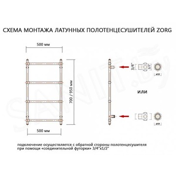 Полотенцесушитель ZorG Ретро Шар Винтаж нижнее подключение