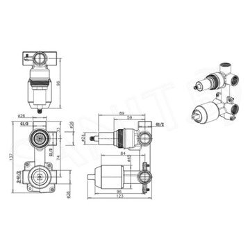 Смеситель скрытого монтажа (внутренний механизм) Bravat D982BW-B-ENG