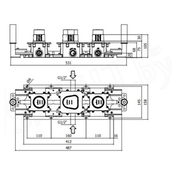 Смеситель встраиваемый Paffoni Modular Box MDBOX001 (внутренний механизм)