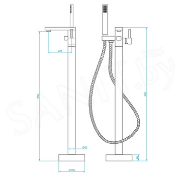 Смеситель для ванны RGW SP-350 напольный