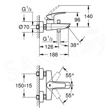 Смеситель для ванны Grohe Eurosmart 33300003