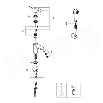 Смеситель для умывальника Grohe Eurosmart 23124003 с гигиеническим душем