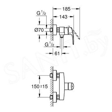 Смеситель для душа Grohe Eurosmart 33555003