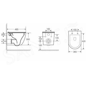 Подвесной унитаз Ticino Aria MB CT8918 безободковый с крышкой Soft Close