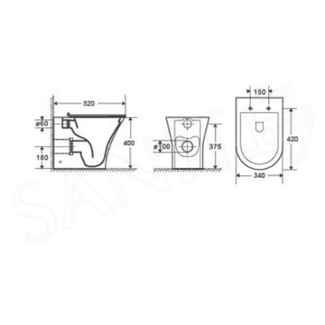 Приставной унитаз Cerutti Vettore F CT7841 безободковый с крышкой Soft Close