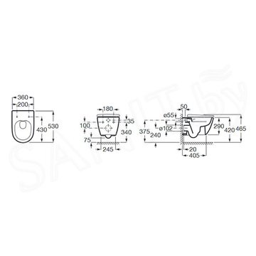 Подвесной унитаз Roca Ona Rimless с сиденьем Slim Soft Close