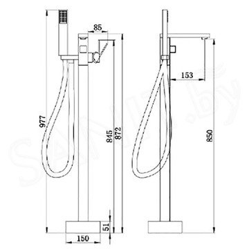 Смеситель для ванны Boch Mann Albano BM7774 / Albano Brush Nickel BM8924 напольный