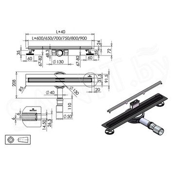 Душевой трап Roxen Chrome Slim