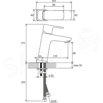 Смеситель для умывальника Ravak 10° TD F 014.20