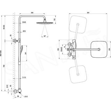 Душевая стойка Ravak Termo TD F 091.20/150 термостатическая