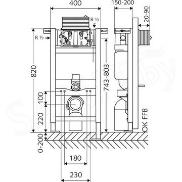 Инсталляция для унитаза SCHELL 820C 030600099 низкая