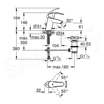 Набор смесителей Grohe Eurosmart New 123576 c душевым гарнитуром